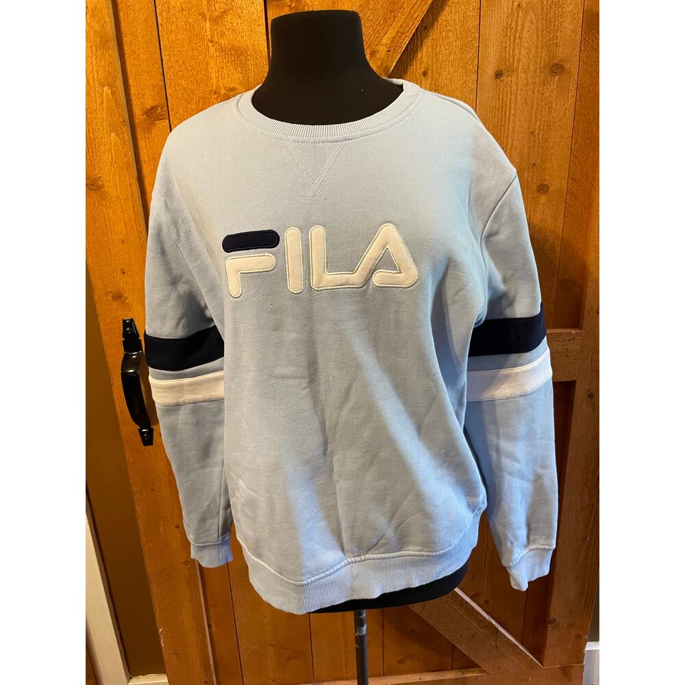 Women's XL FILA Cozy Sweatshirt Soft Warm GUC Blue Navy White